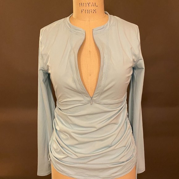 Athleta Rash Guard Swimsuit Ruched Long Sleeve - Picture 8 of 11